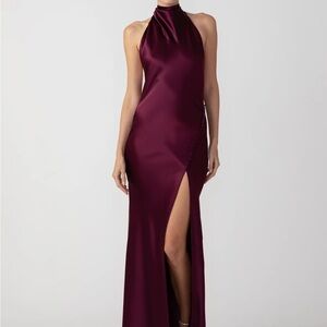 Chic Backless Burgundy Halter Dress